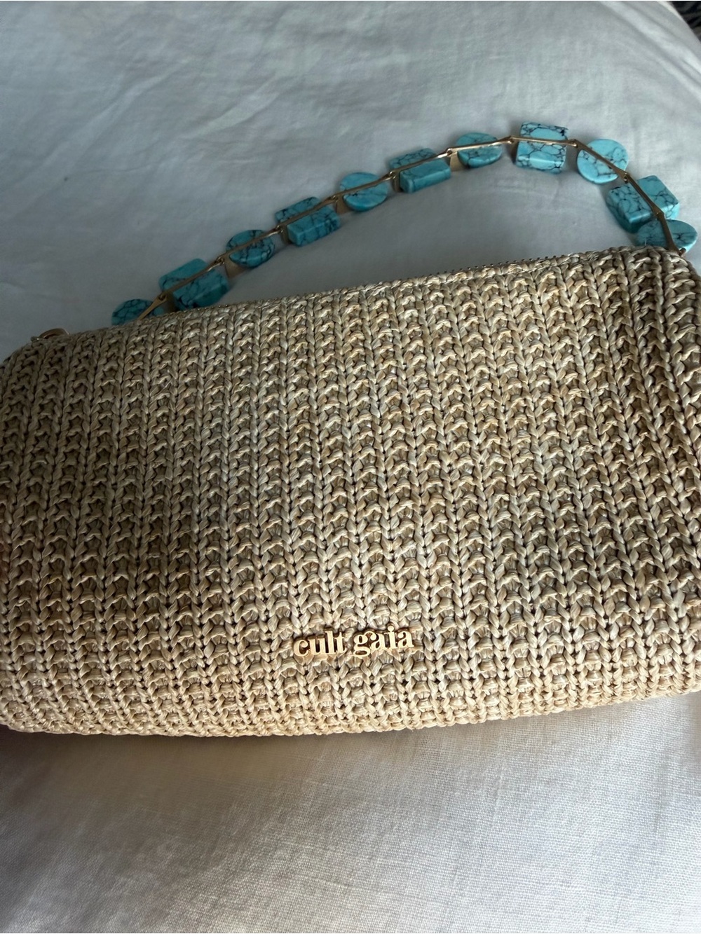 cult gaia Zozina Bag - woven shoulder bag with turquoise-accent strap - Picture 6 of 8